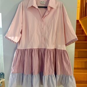 🇨🇦 NWT Fred David Grand Millennial Pink and Blue Babydoll Dress